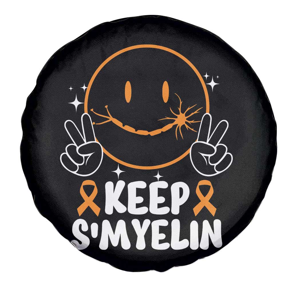 Multiple Sclerosis Awareness Spare Tire Cover Keep Smyelin Orange Ribbon MS Support TS10 Print Your Wear