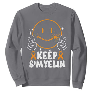 Multiple Sclerosis Awareness Sweatshirt Keep Smyelin Orange Ribbon MS Support TS10 Charcoal Print Your Wear