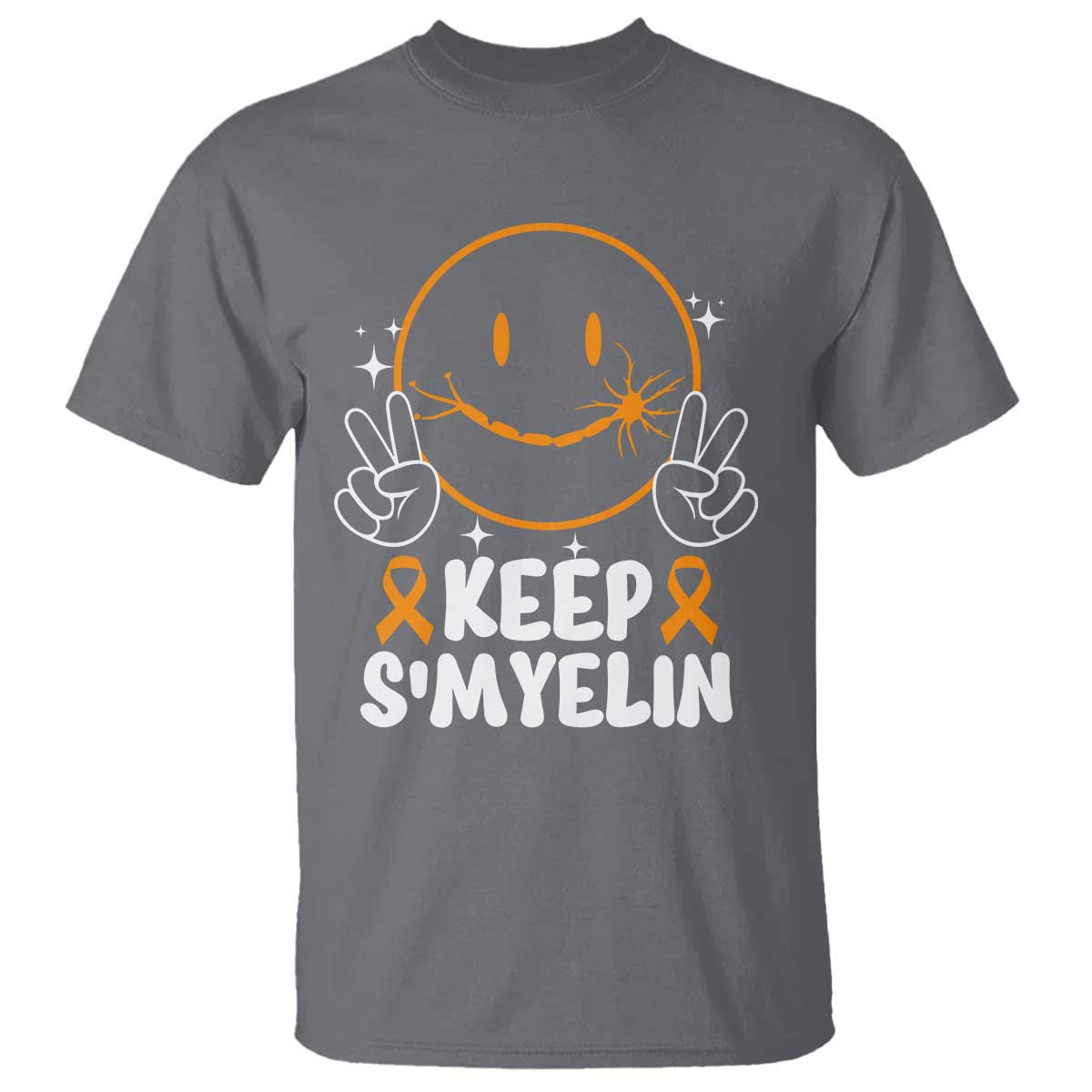 Multiple Sclerosis Awareness T Shirt Keep Smyelin Orange Ribbon MS Support TS10 Charcoal Print Your Wear