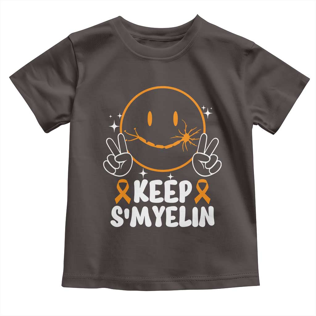 Multiple Sclerosis Awareness Toddler T Shirt Keep Smyelin Orange Ribbon MS Support TS10 Dark Chocolate Print Your Wear