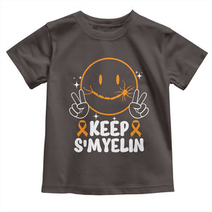 Multiple Sclerosis Awareness Toddler T Shirt Keep Smyelin Orange Ribbon MS Support TS10 Dark Chocolate Print Your Wear