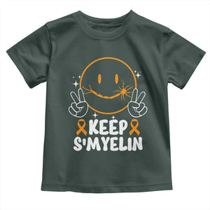 Multiple Sclerosis Awareness Toddler T Shirt Keep Smyelin Orange Ribbon MS Support TS10 Dark Forest Green Print Your Wear