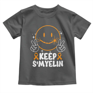 Multiple Sclerosis Awareness Toddler T Shirt Keep Smyelin Orange Ribbon MS Support TS10 Dark Heather Print Your Wear