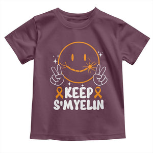 Multiple Sclerosis Awareness Toddler T Shirt Keep Smyelin Orange Ribbon MS Support TS10 Maroon Print Your Wear