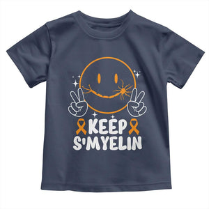Multiple Sclerosis Awareness Toddler T Shirt Keep Smyelin Orange Ribbon MS Support TS10 Navy Print Your Wear