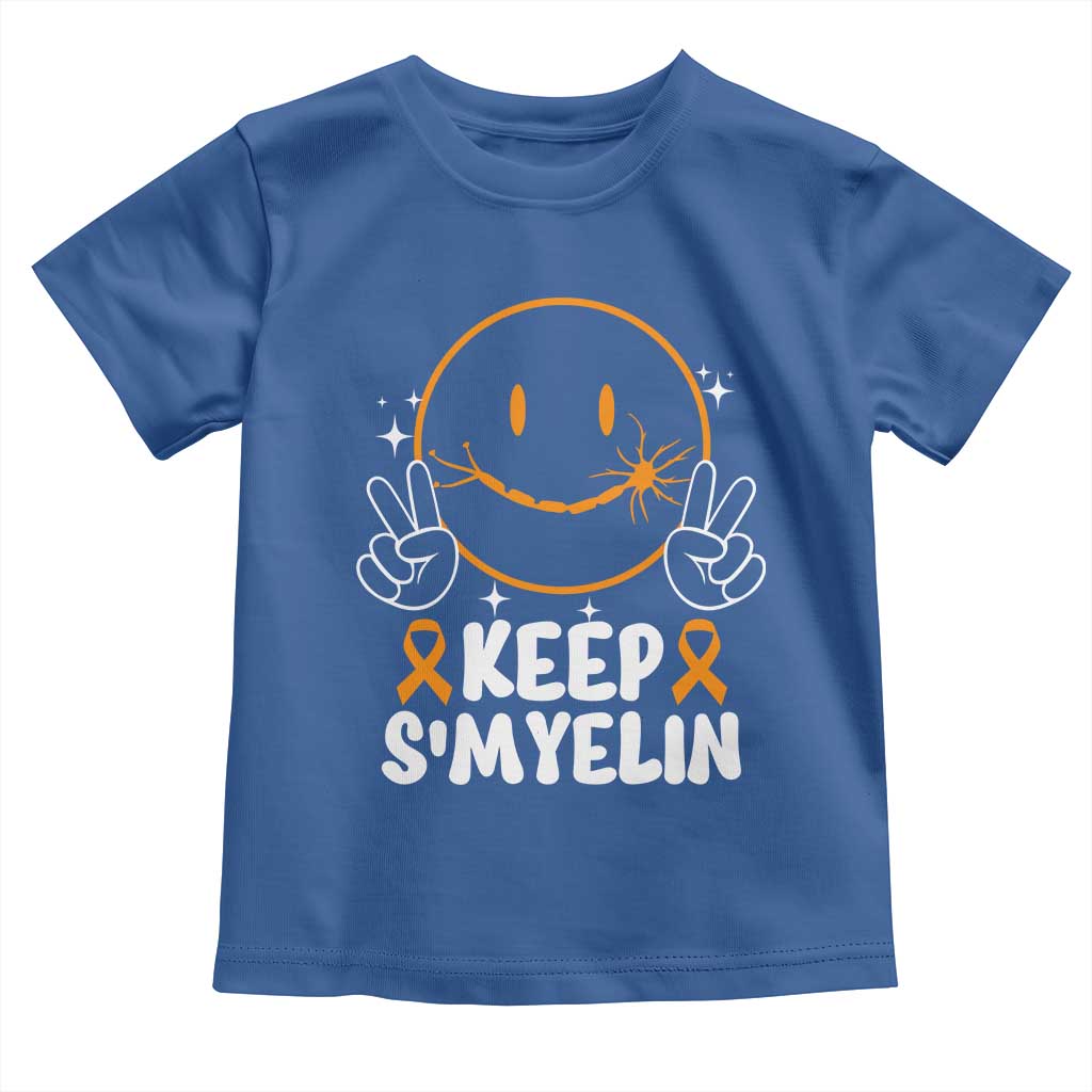 Multiple Sclerosis Awareness Toddler T Shirt Keep Smyelin Orange Ribbon MS Support TS10 Royal Blue Print Your Wear