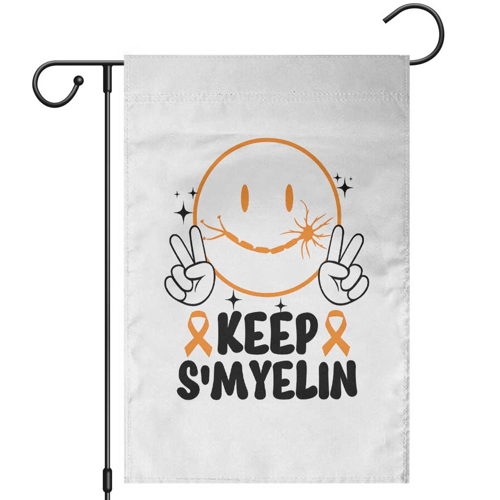 Multiple Sclerosis Awareness Garden Flag Keep Smyelin MS Support TS10 White Print Your Wear