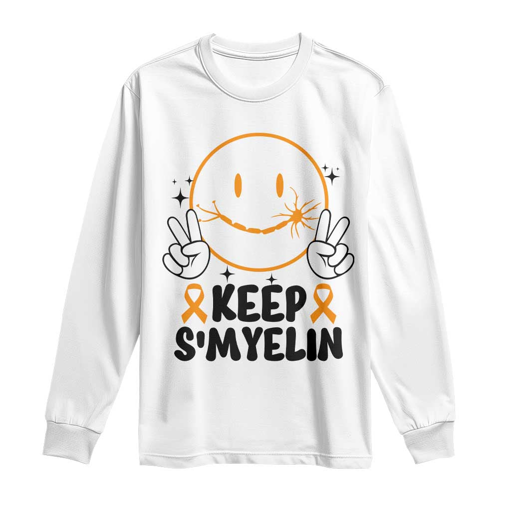 Multiple Sclerosis Awareness Long Sleeve Shirt Keep Smyelin MS Support TS10 White Print Your Wear