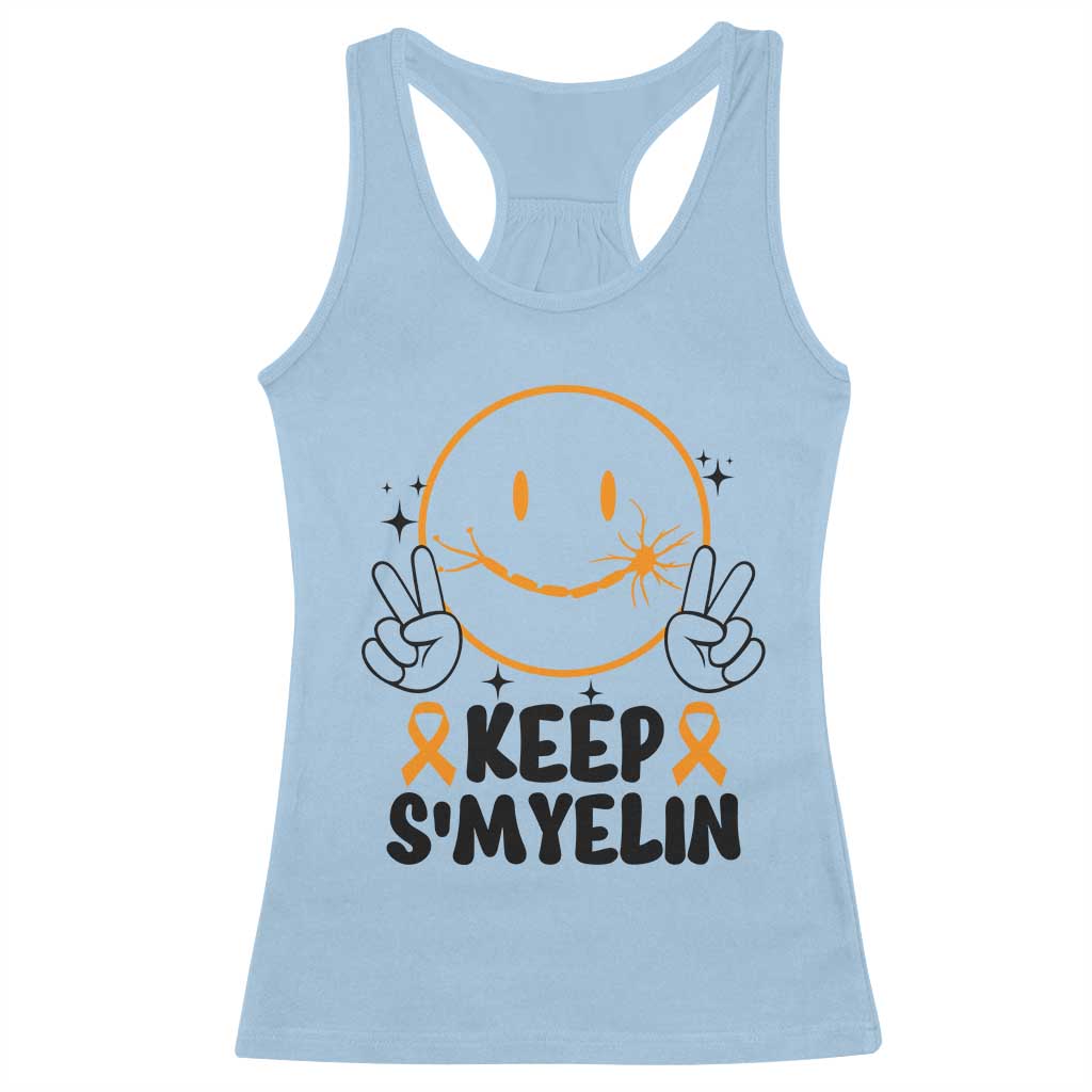 Multiple Sclerosis Awareness Racerback Tank Top Keep Smyelin MS Support TS10 Light Blue Print Your Wear