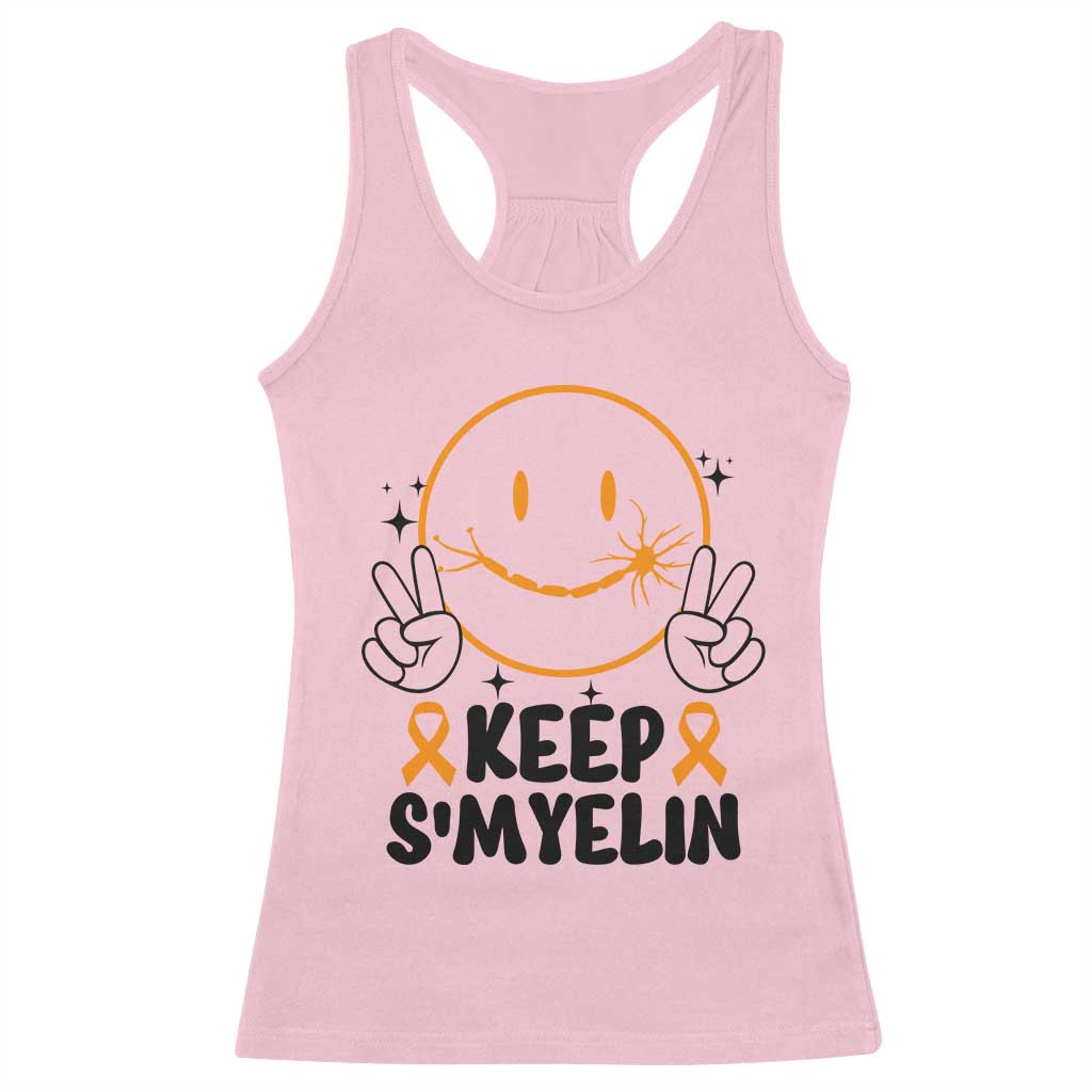 Multiple Sclerosis Awareness Racerback Tank Top Keep Smyelin MS Support TS10 Light Pink Print Your Wear