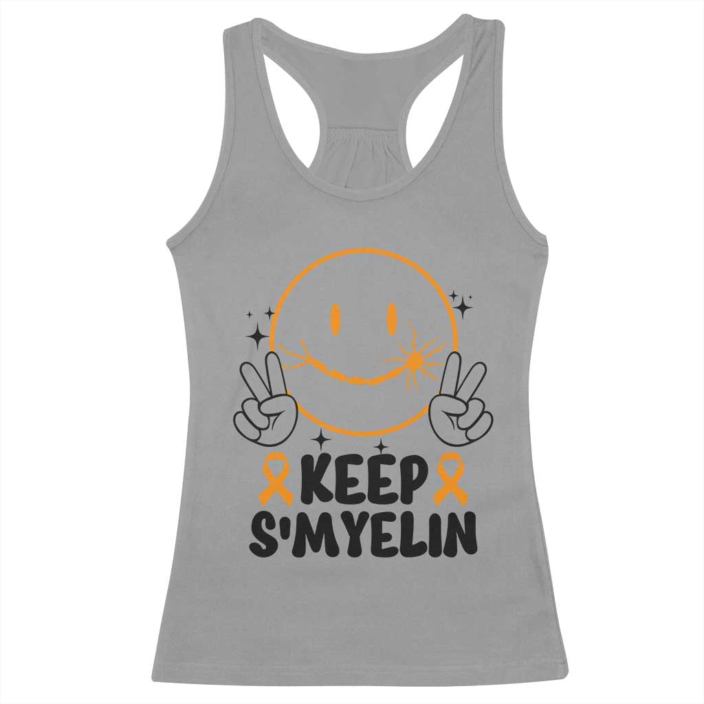 Multiple Sclerosis Awareness Racerback Tank Top Keep Smyelin MS Support TS10 Sport Gray Print Your Wear