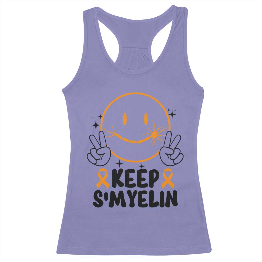 Multiple Sclerosis Awareness Racerback Tank Top Keep Smyelin MS Support TS10 Violet Print Your Wear
