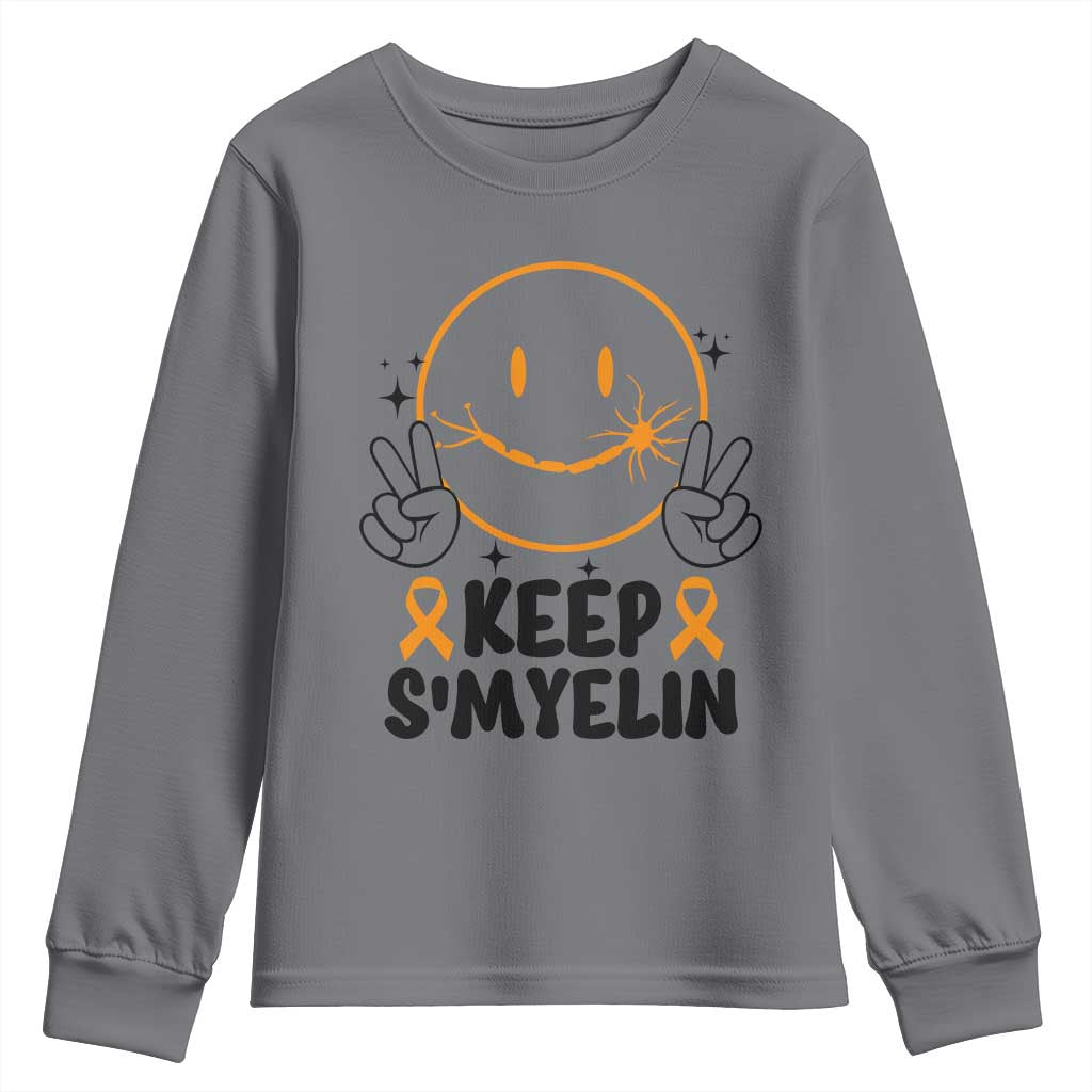 Multiple Sclerosis Awareness Youth Sweatshirt Keep Smyelin MS Support TS10 Charcoal Print Your Wear