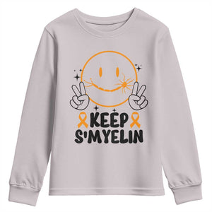 Multiple Sclerosis Awareness Youth Sweatshirt Keep Smyelin MS Support TS10 Ice Gray Print Your Wear