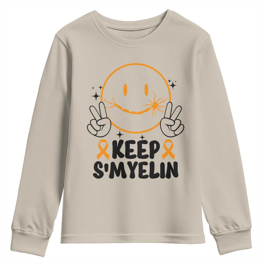 Multiple Sclerosis Awareness Youth Sweatshirt Keep Smyelin MS Support TS10 Sand Print Your Wear