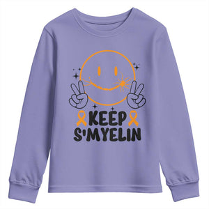 Multiple Sclerosis Awareness Youth Sweatshirt Keep Smyelin MS Support TS10 Violet Print Your Wear