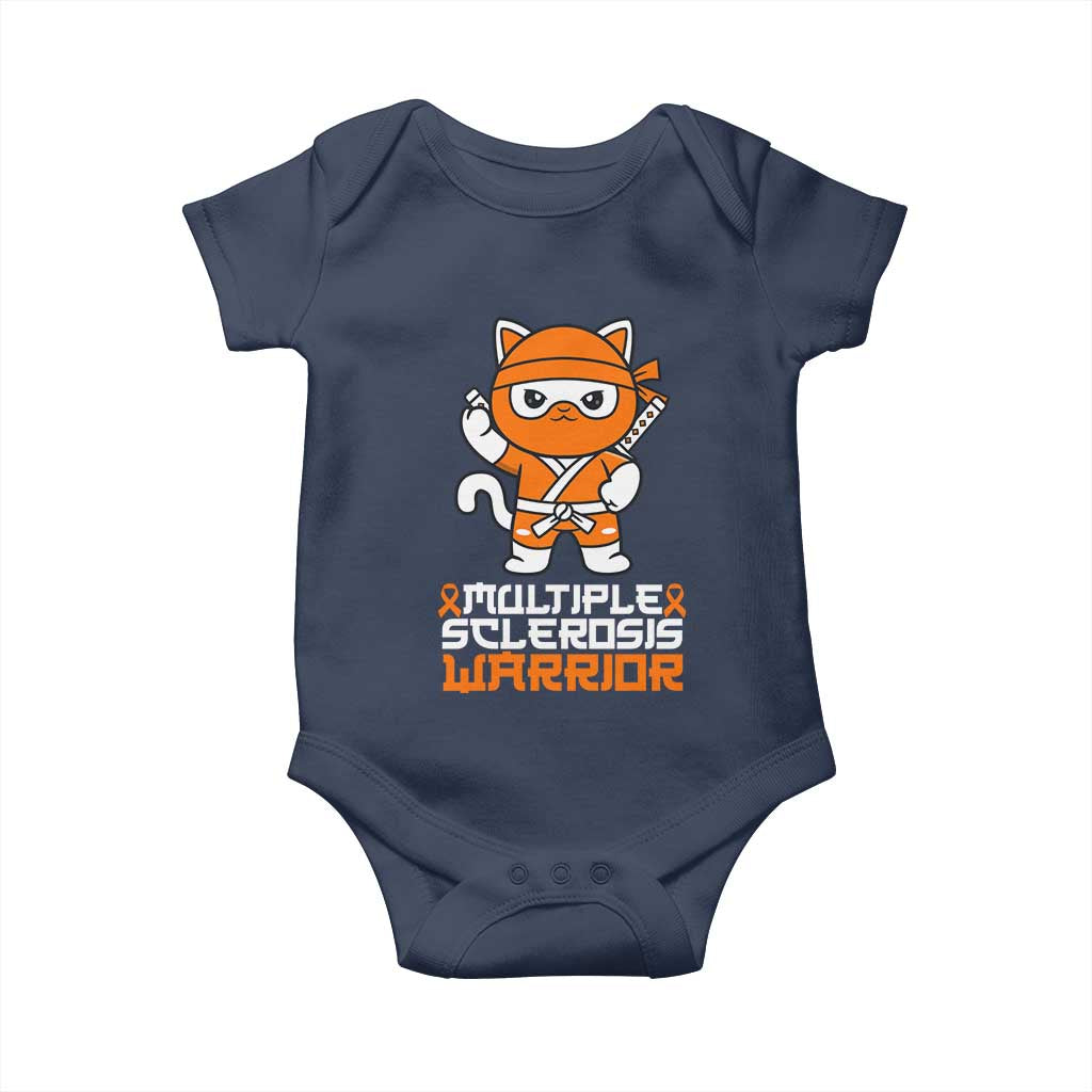 Multiple Sclerosis Warrior Baby Onesie Orange Ribbon MS Ninja TS10 Navy Print Your Wear