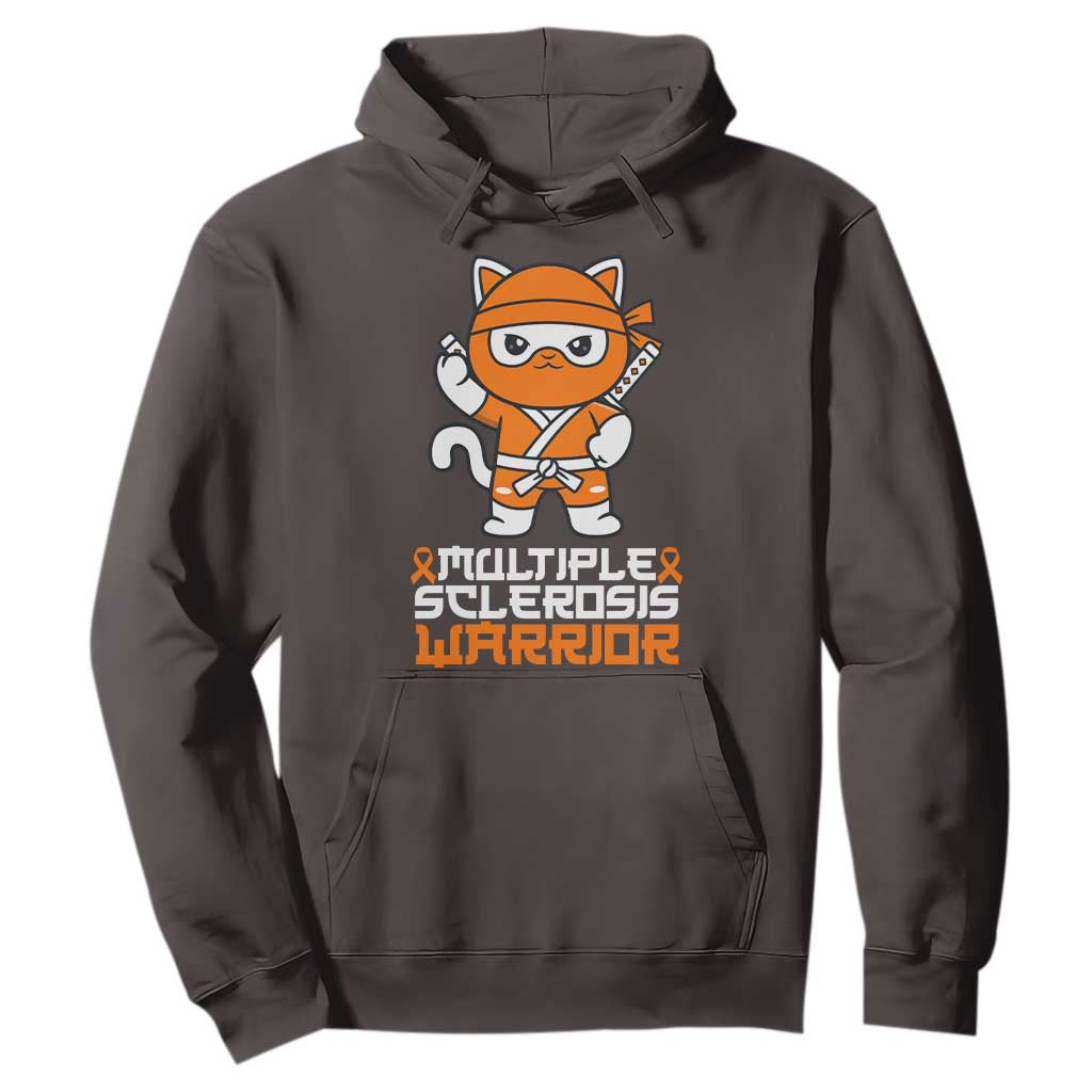 Multiple Sclerosis Warrior Hoodie Orange Ribbon MS Ninja TS10 Dark Chocolate Print Your Wear