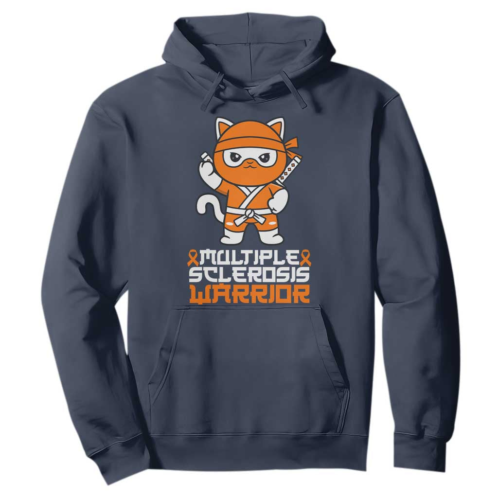 Multiple Sclerosis Warrior Hoodie Orange Ribbon MS Ninja TS10 Navy Print Your Wear