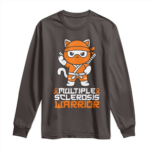 Multiple Sclerosis Warrior Long Sleeve Shirt Orange Ribbon MS Ninja TS10 Dark Chocolate Print Your Wear