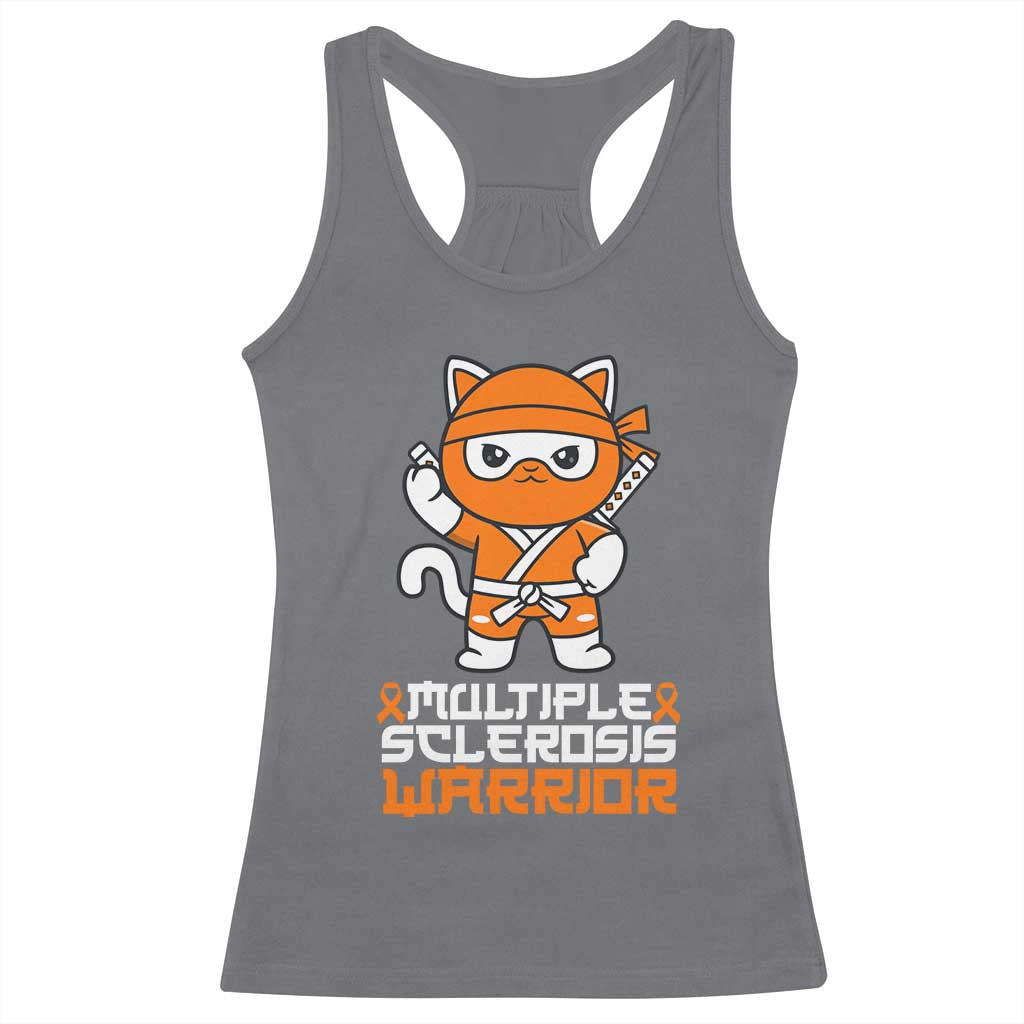 Multiple Sclerosis Warrior Racerback Tank Top Orange Ribbon MS Ninja TS10 Charcoal Print Your Wear