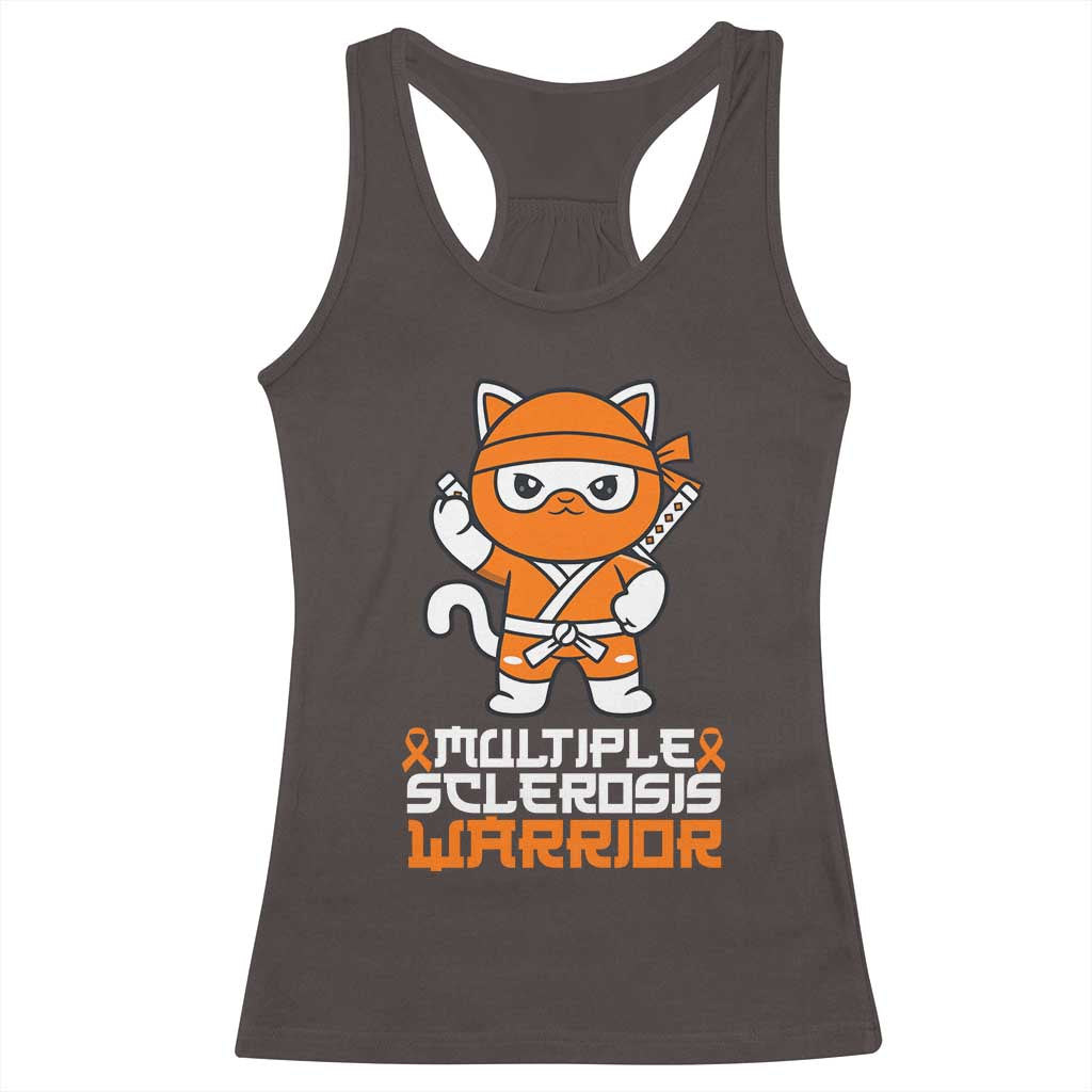 Multiple Sclerosis Warrior Racerback Tank Top Orange Ribbon MS Ninja TS10 Dark Chocolate Print Your Wear
