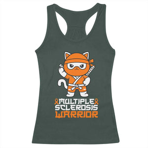 Multiple Sclerosis Warrior Racerback Tank Top Orange Ribbon MS Ninja TS10 Dark Forest Green Print Your Wear