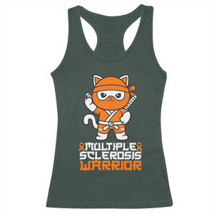 Multiple Sclerosis Warrior Racerback Tank Top Orange Ribbon MS Ninja TS10 Dark Forest Green Print Your Wear