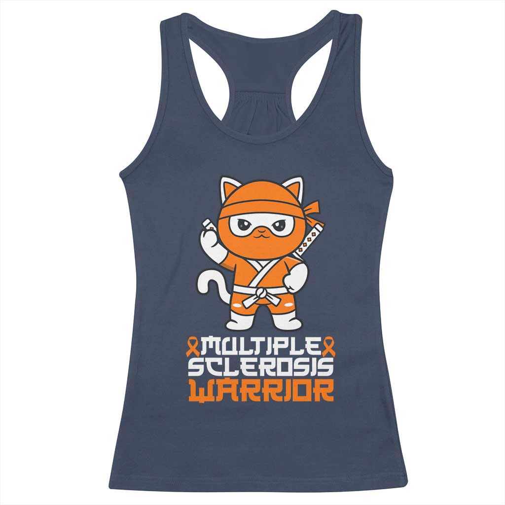 Multiple Sclerosis Warrior Racerback Tank Top Orange Ribbon MS Ninja TS10 Navy Print Your Wear