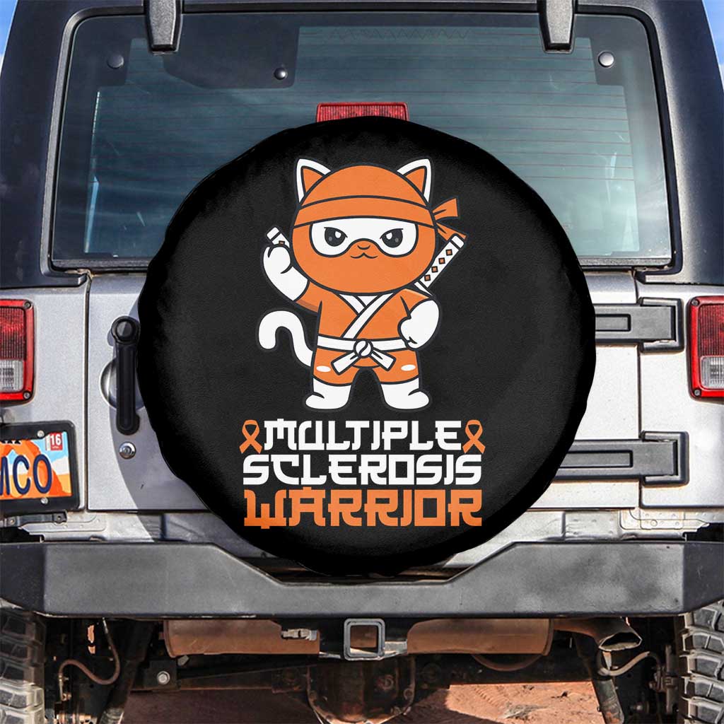 Multiple Sclerosis Warrior Spare Tire Cover Orange Ribbon MS Ninja TS10 No hole Black Print Your Wear