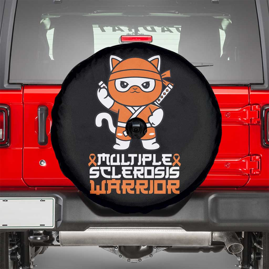 Multiple Sclerosis Warrior Spare Tire Cover Orange Ribbon MS Ninja TS10 Black Print Your Wear