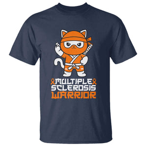 Multiple Sclerosis Warrior T Shirt Orange Ribbon MS Ninja TS10 Navy Print Your Wear