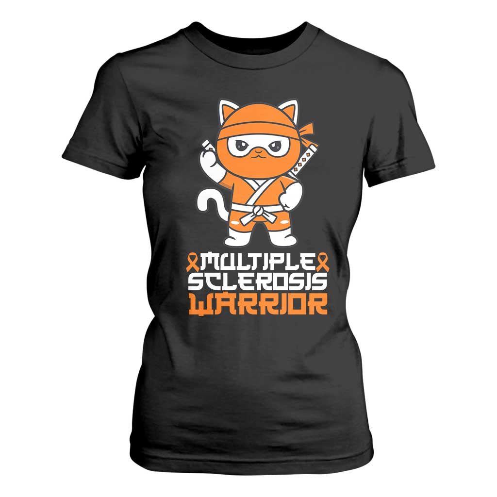 Multiple Sclerosis Warrior T Shirt For Women Orange Ribbon MS Ninja TS10 Black Print Your Wear