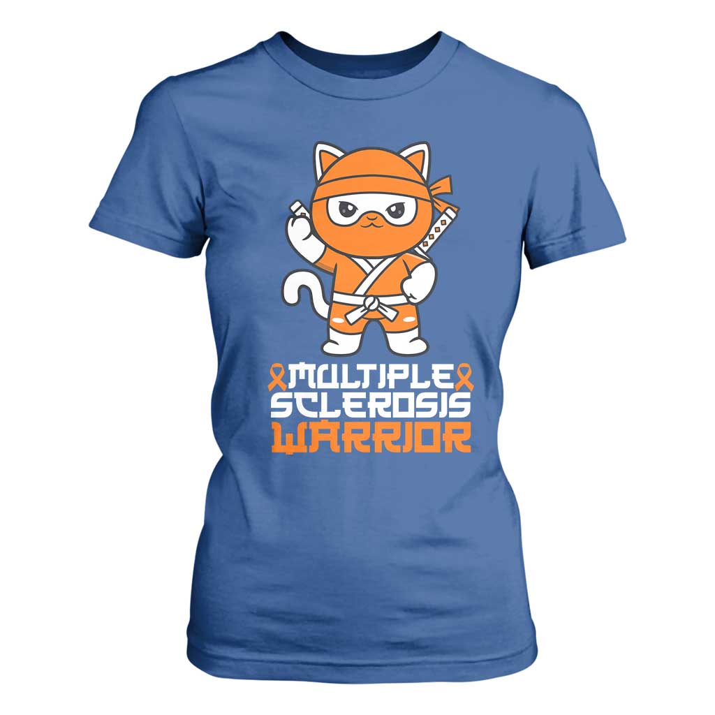 Multiple Sclerosis Warrior T Shirt For Women Orange Ribbon MS Ninja TS10 Royal Blue Print Your Wear