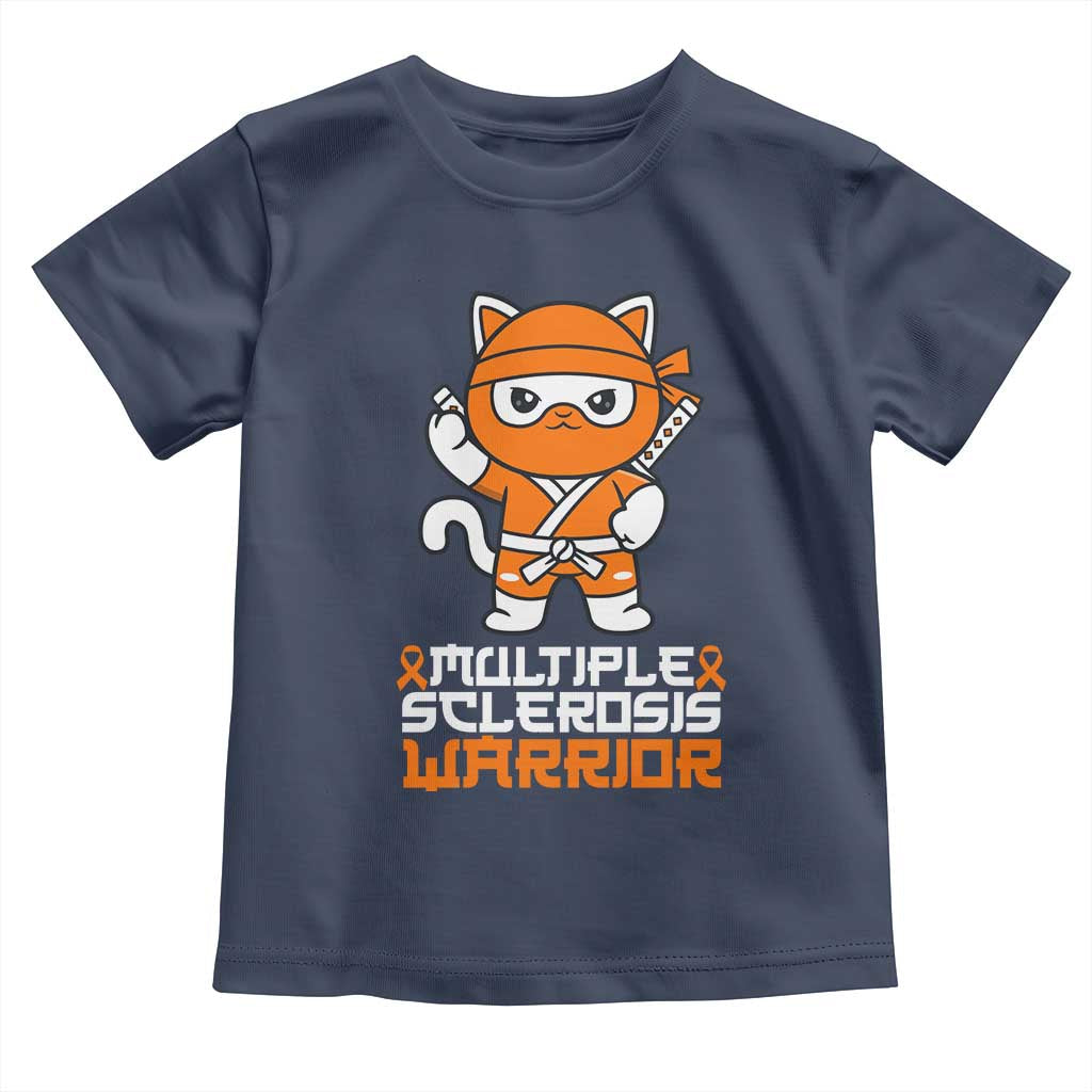 Multiple Sclerosis Warrior Toddler T Shirt Orange Ribbon MS Ninja TS10 Navy Print Your Wear