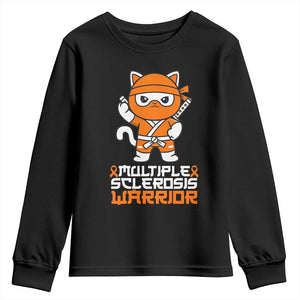 Multiple Sclerosis Warrior Youth Sweatshirt Orange Ribbon MS Ninja TS10 Black Print Your Wear