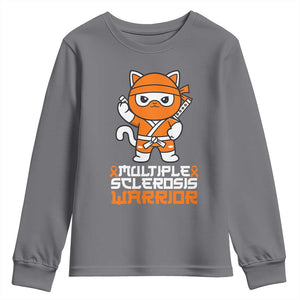 Multiple Sclerosis Warrior Youth Sweatshirt Orange Ribbon MS Ninja TS10 Charcoal Print Your Wear