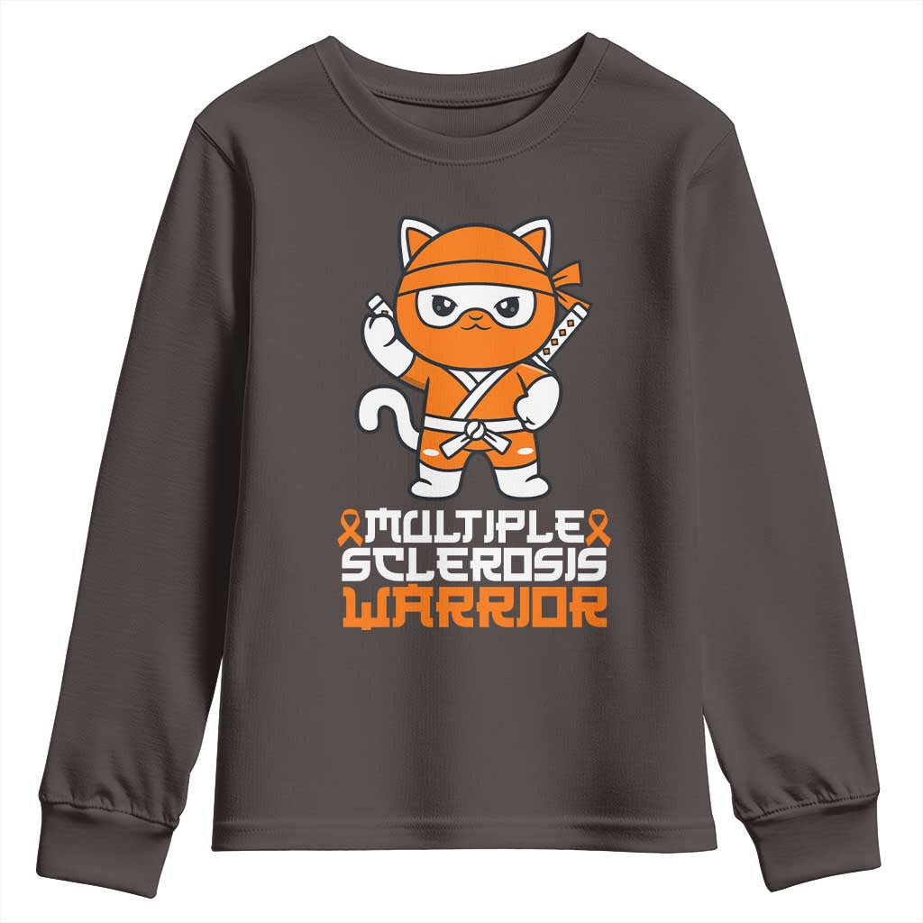 Multiple Sclerosis Warrior Youth Sweatshirt Orange Ribbon MS Ninja TS10 Dark Chocolate Print Your Wear
