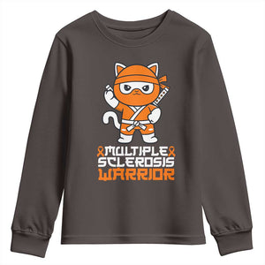 Multiple Sclerosis Warrior Youth Sweatshirt Orange Ribbon MS Ninja TS10 Dark Chocolate Print Your Wear