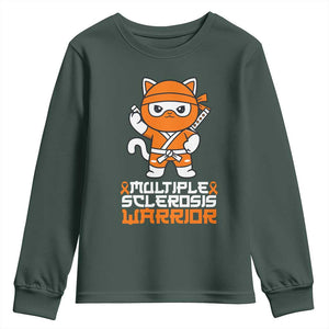 Multiple Sclerosis Warrior Youth Sweatshirt Orange Ribbon MS Ninja TS10 Dark Forest Green Print Your Wear