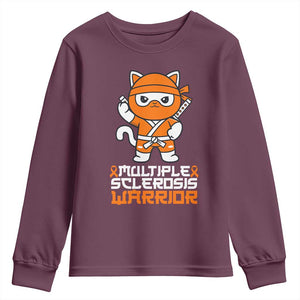 Multiple Sclerosis Warrior Youth Sweatshirt Orange Ribbon MS Ninja TS10 Maroon Print Your Wear
