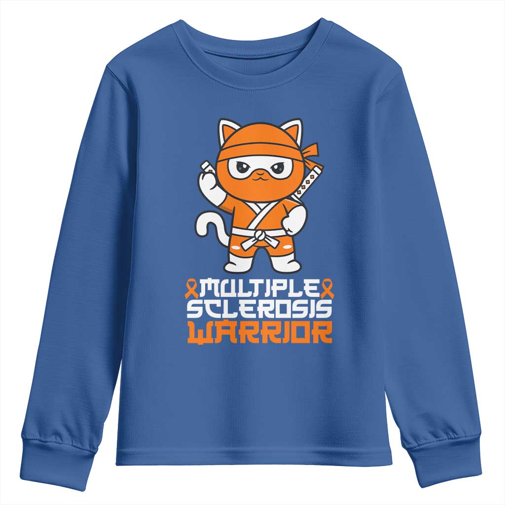 Multiple Sclerosis Warrior Youth Sweatshirt Orange Ribbon MS Ninja TS10 Royal Blue Print Your Wear