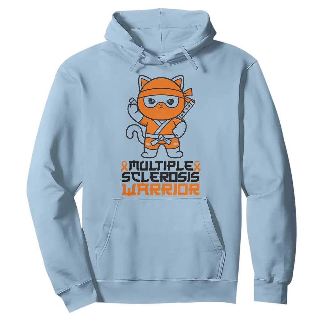 Multiple Sclerosis Awareness Hoodie Orange Ribbon MS Warrior Ninja TS10 Light Blue Print Your Wear