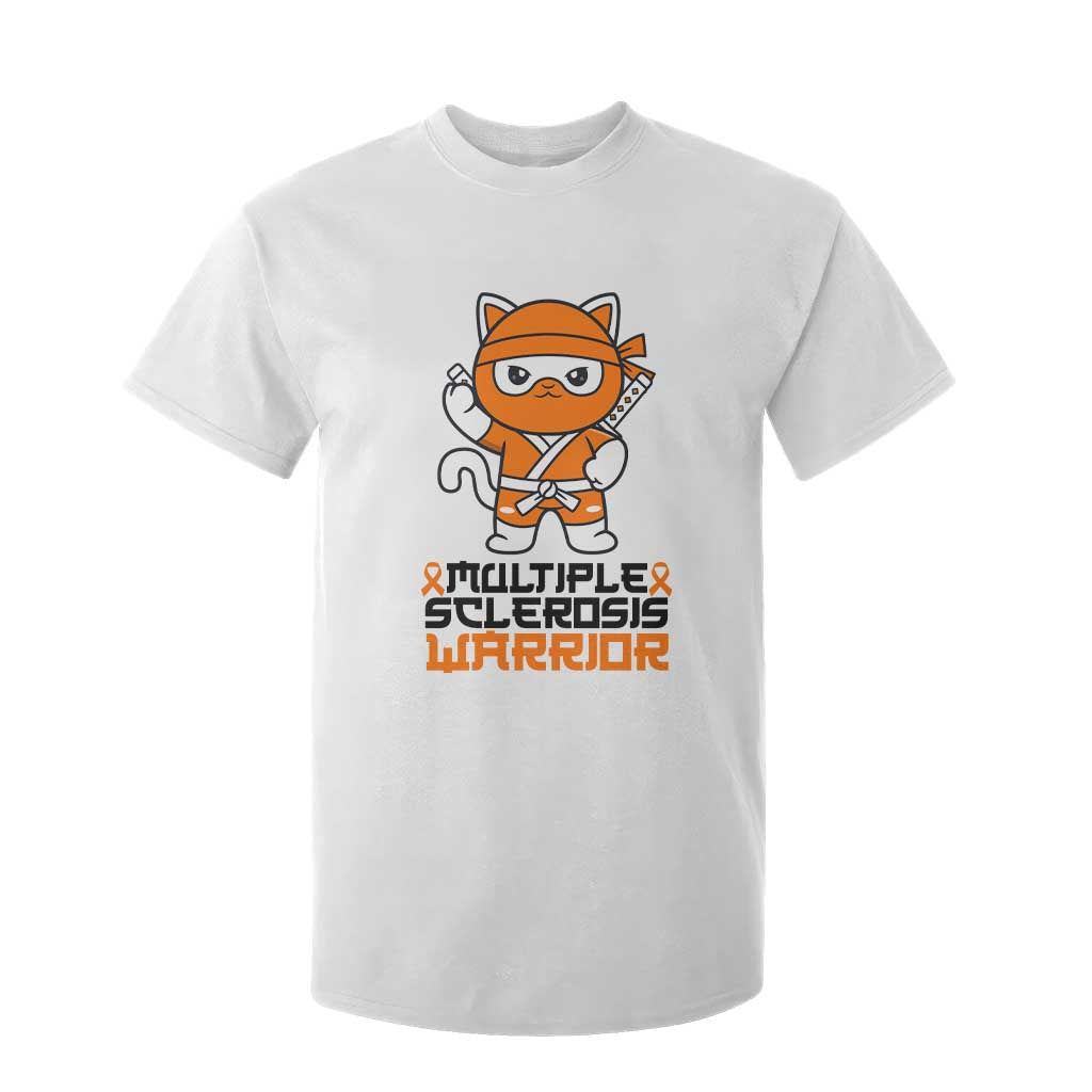 Multiple Sclerosis Awareness T Shirt For Kid Orange Ribbon MS Warrior Ninja TS10 White Print Your Wear