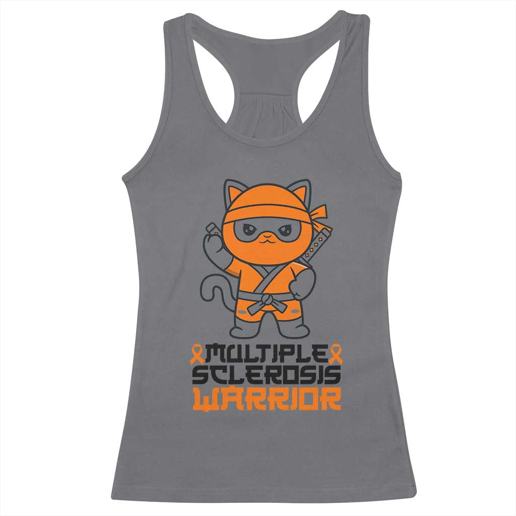 Multiple Sclerosis Awareness Racerback Tank Top Orange Ribbon MS Warrior Ninja TS10 Charcoal Print Your Wear