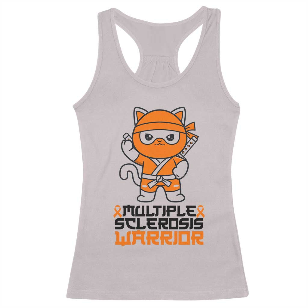 Multiple Sclerosis Awareness Racerback Tank Top Orange Ribbon MS Warrior Ninja TS10 Ice Gray Print Your Wear