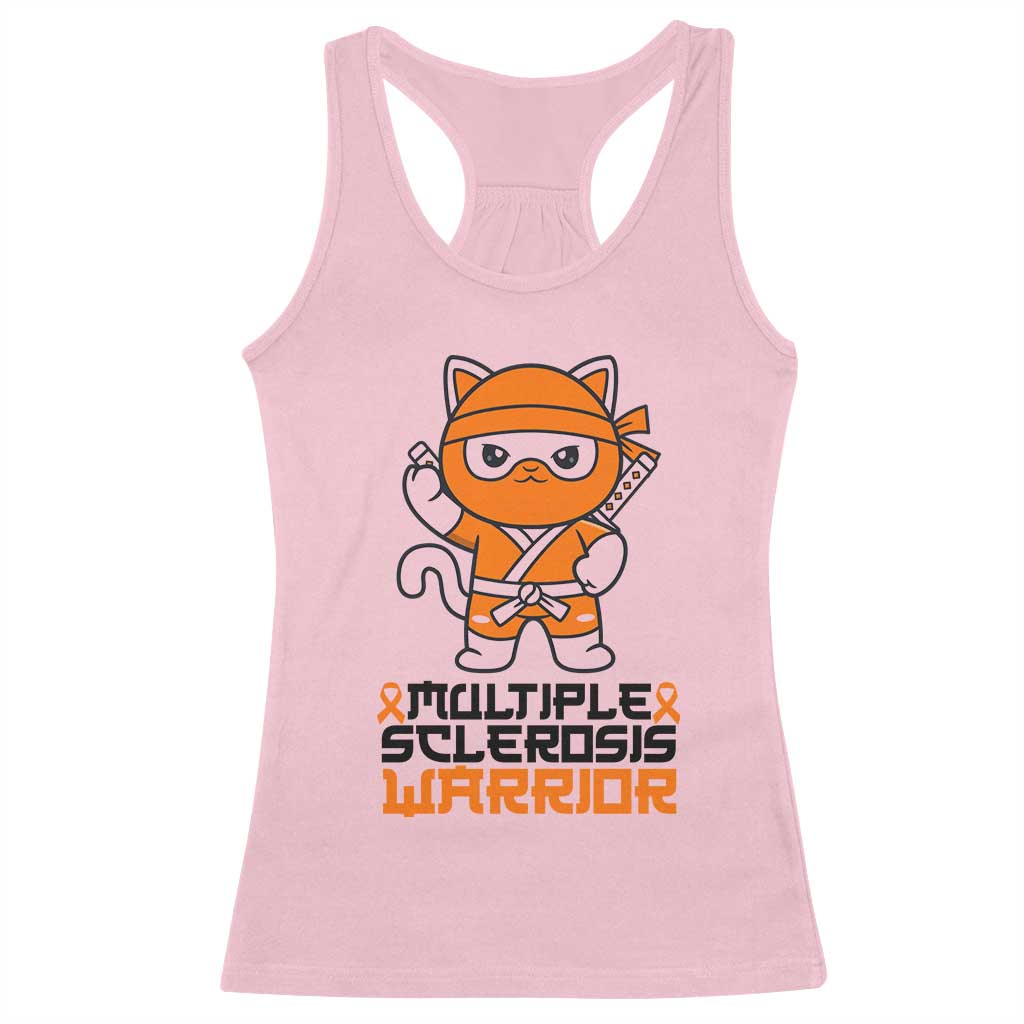 Multiple Sclerosis Awareness Racerback Tank Top Orange Ribbon MS Warrior Ninja TS10 Light Pink Print Your Wear