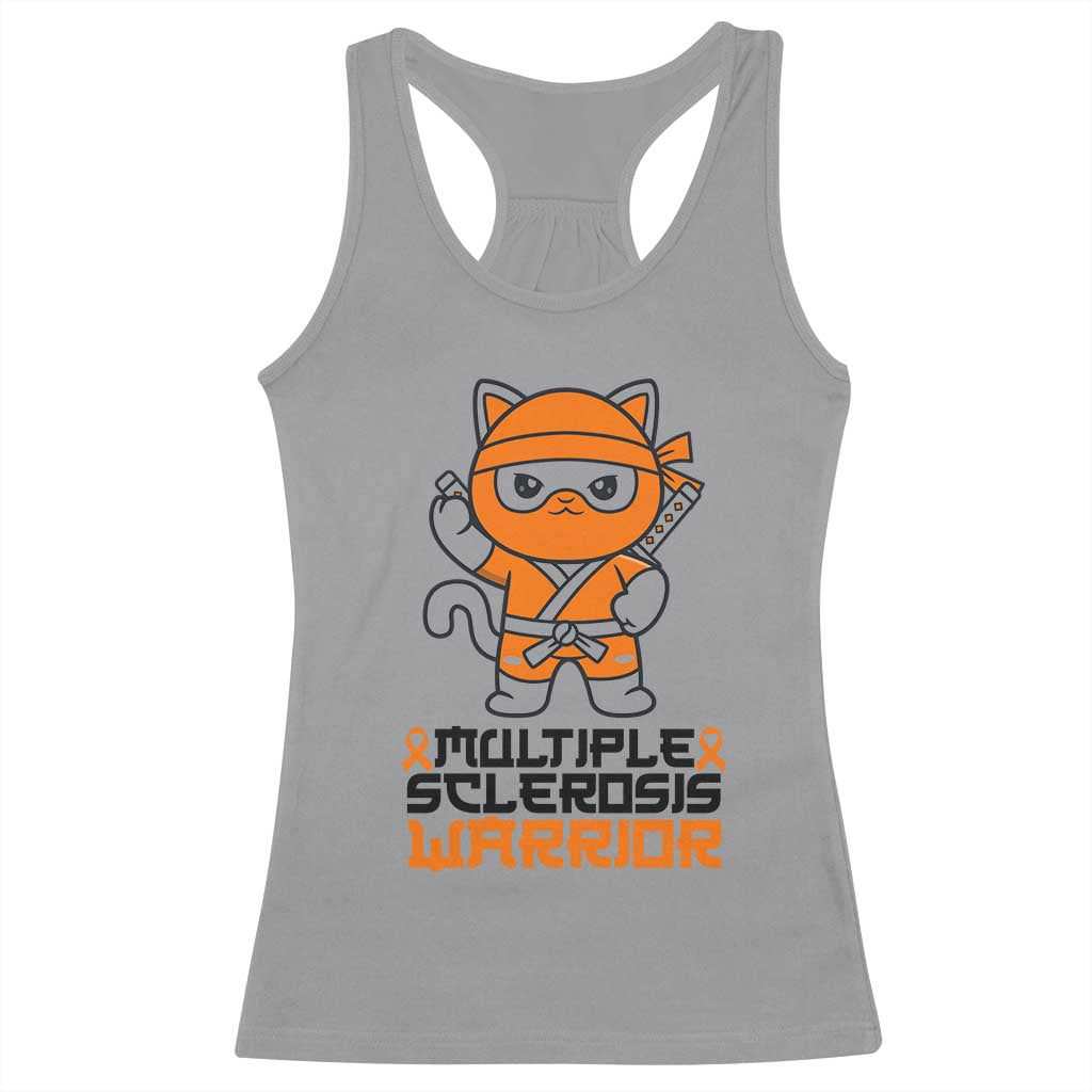 Multiple Sclerosis Awareness Racerback Tank Top Orange Ribbon MS Warrior Ninja TS10 Sport Gray Print Your Wear