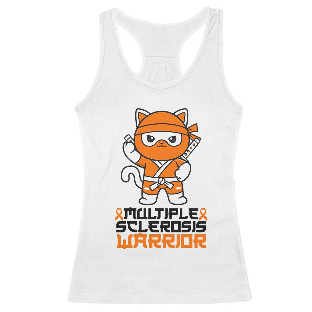 Multiple Sclerosis Awareness Racerback Tank Top Orange Ribbon MS Warrior Ninja TS10 White Print Your Wear