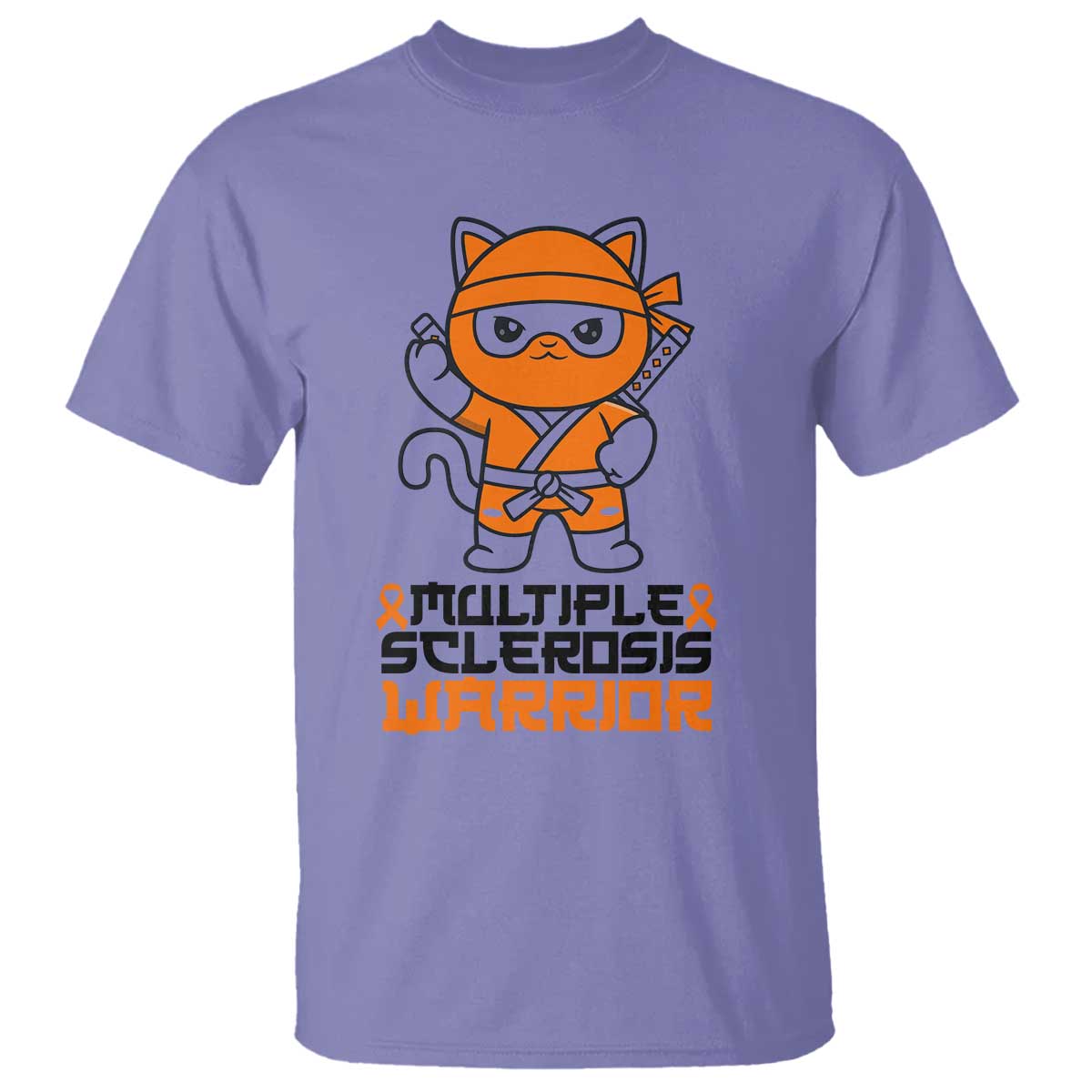 Multiple Sclerosis Awareness T Shirt Orange Ribbon MS Warrior Ninja TS10 Violet Print Your Wear
